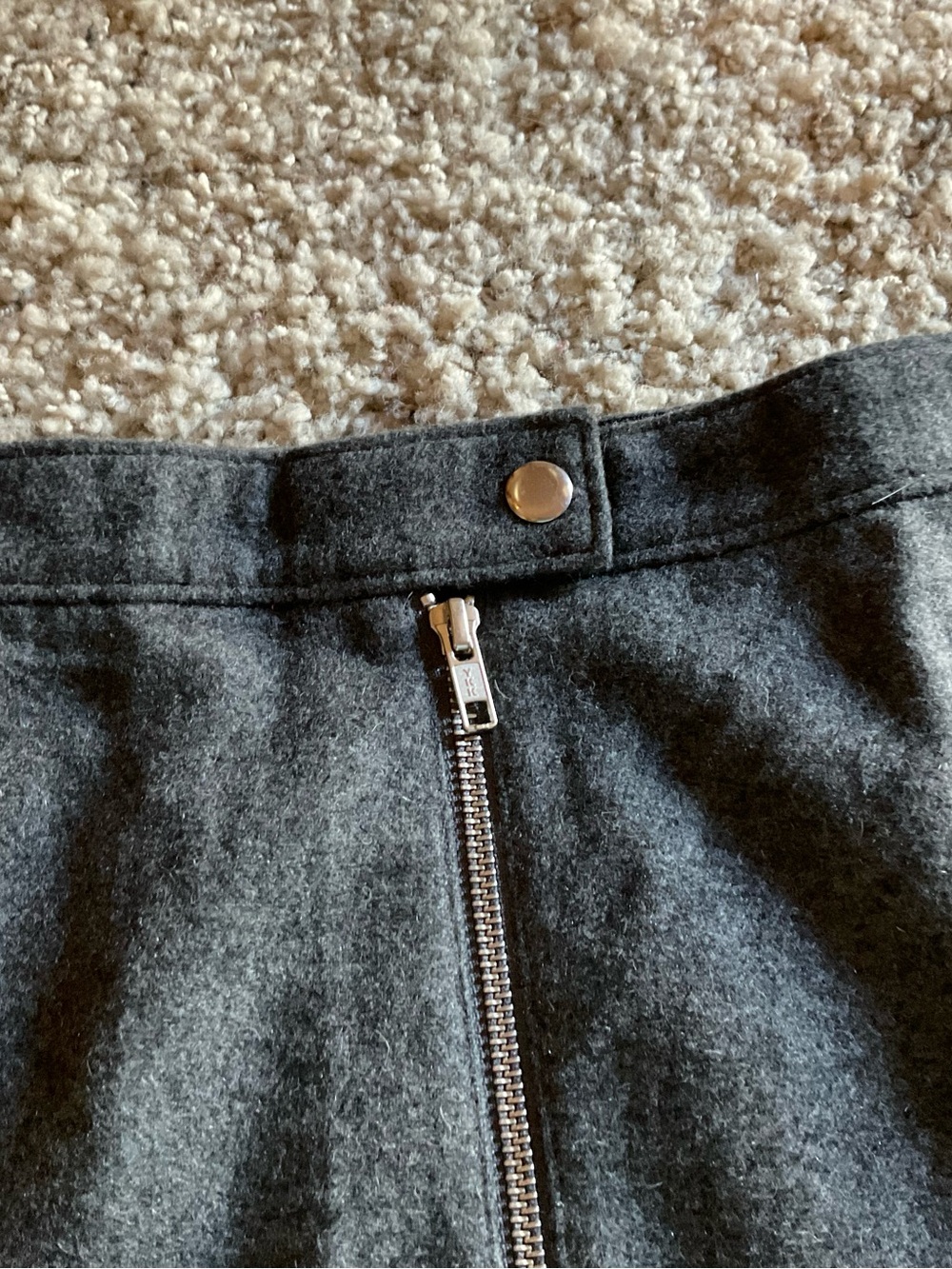 Madewell Studio Zip A-line Charcoal Gray Zip-Front Mini Skirt NWT - Picture 6 of 9